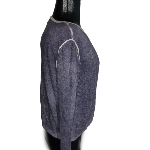 Parkhurst Blue V-Neck Sweater with Pink Trim and Rhinestone Details XL - Picture 3 of 6